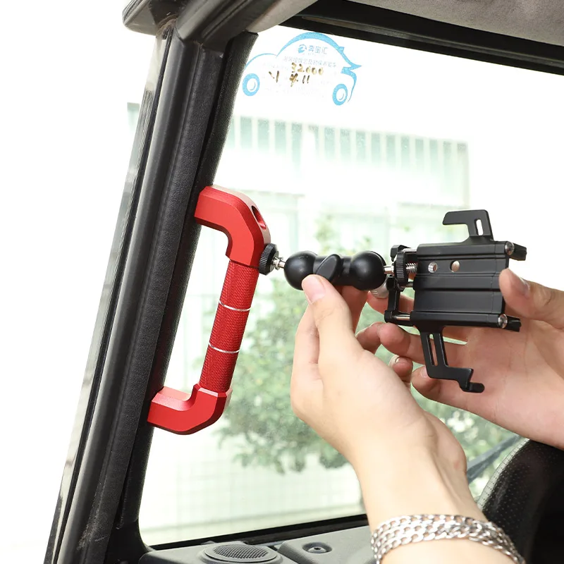 

For Land Rover Defender 90 110 130 2004-2018 Aluminum Alloy Car A-pillar Handle Phone Holder Auto Accessories