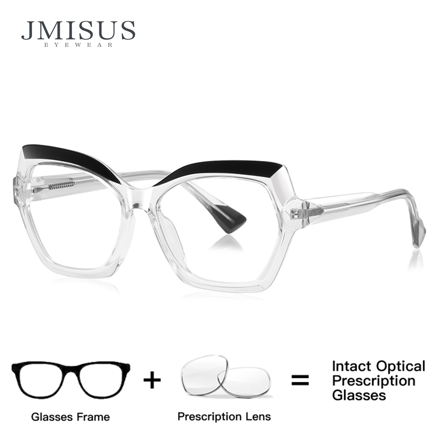 

JMISUS Custom Ultralight Acetate Square Progressive Glasses for Woman Blue Light Blocking Butterfly Prescription Eyeglasses