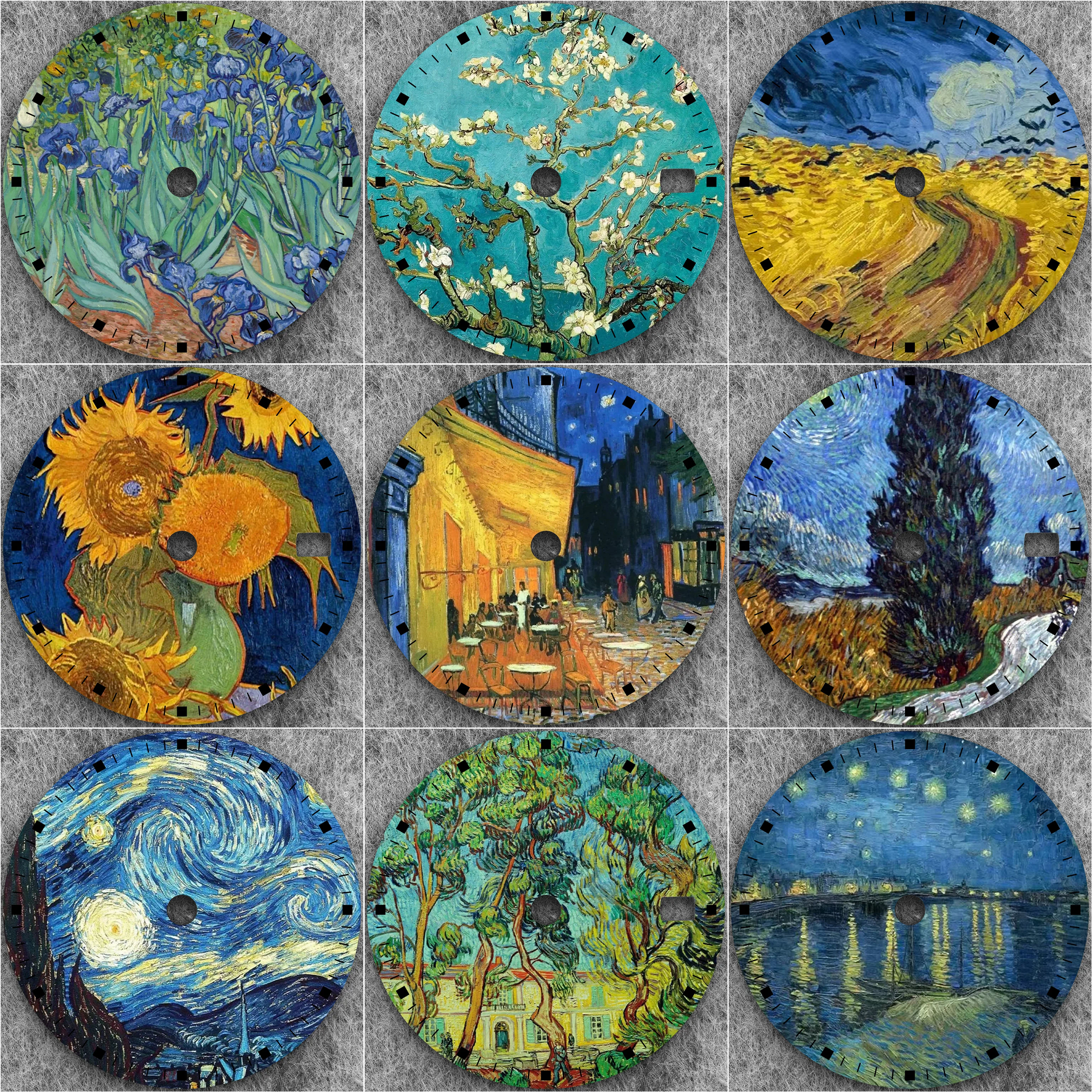 

28.5mm NH35 Dial Exclusive high-end design quality watch dial from the Van Gogh Series suitable for the NH35 movement