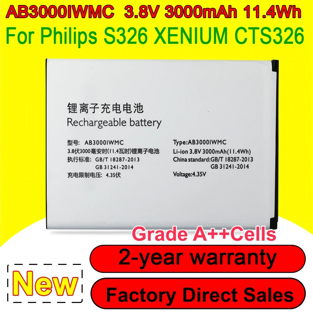 High Quality AB3000IWMC Phone Battery For Philips S326 Xenium CTS326 Mobile Phone Battery