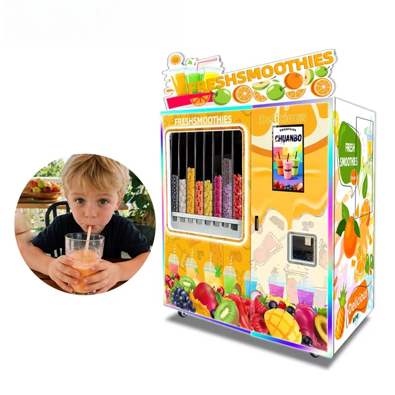 Customized Commercial Automatic Ice Smoothie Vending Machine Self Service Cold Drink Equipment