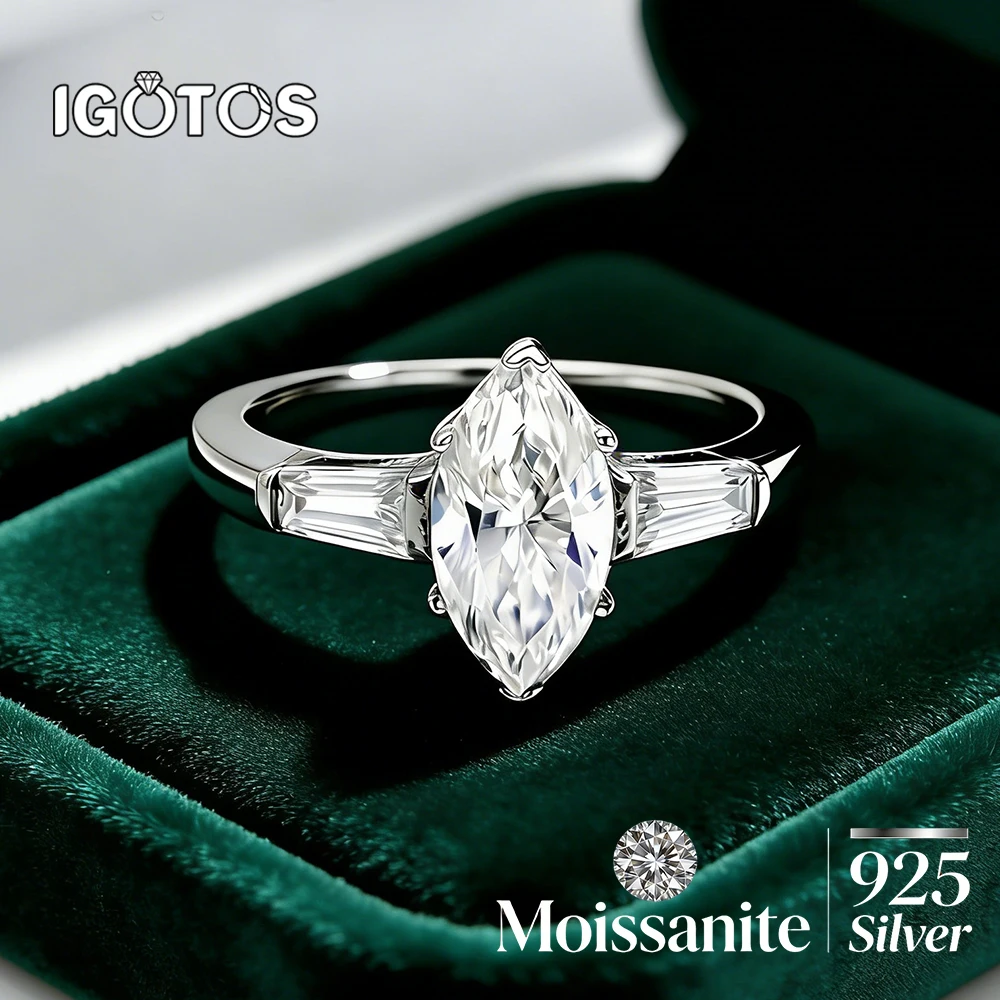 

2.6cttw Marquise Cut Three Stone Moissanite Ring for Women S925 Sterling Silver Original Certified Engagement Band Jewelry Gifts