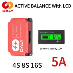 DALY 5A Active Balancer and Battery Capacity Display Power Voltage Suitable for 4S 12V 8S 24V 16S 48V Lifepo4 BMS Li-ion Battery