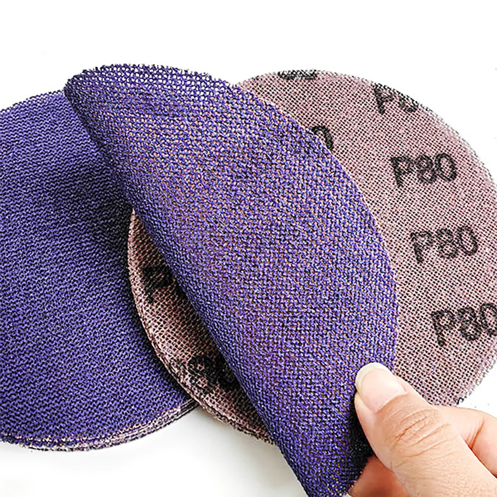 20PCS 5 Inch/125mm Purple Ceramic Mesh Sandpaper, Dustless Hook & Loop Backing Sandpaper for 5