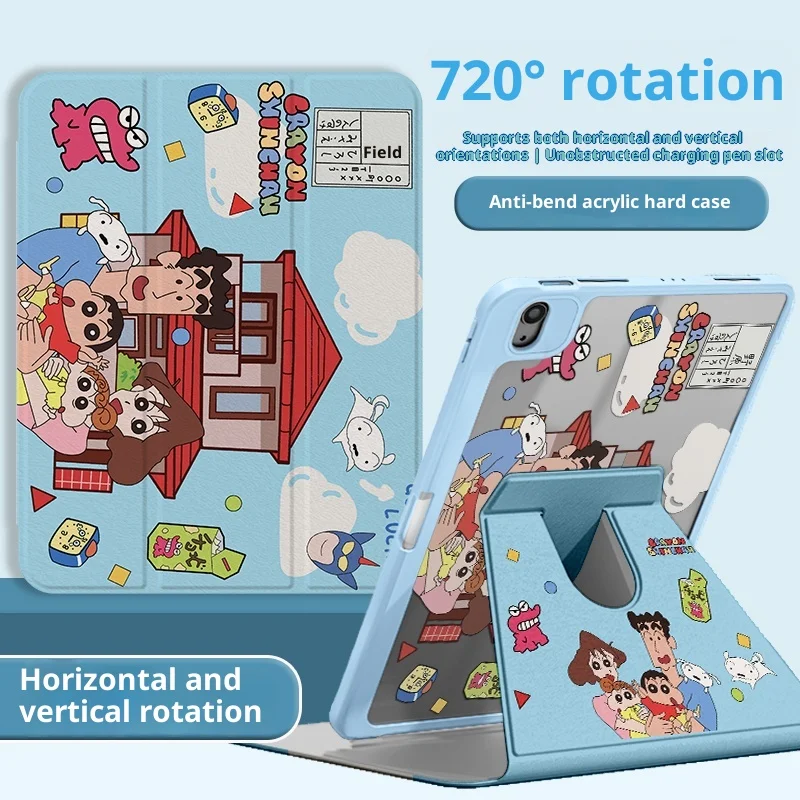 

MINISO Crayon Shin-chan для iPad Case Funda ipad 8/9/10/11 A16 10,9 дюйма 11 дюймов Защитный чехол Air3 4 5 M2 M3 Pro 4 5 6 Чехол для планшета