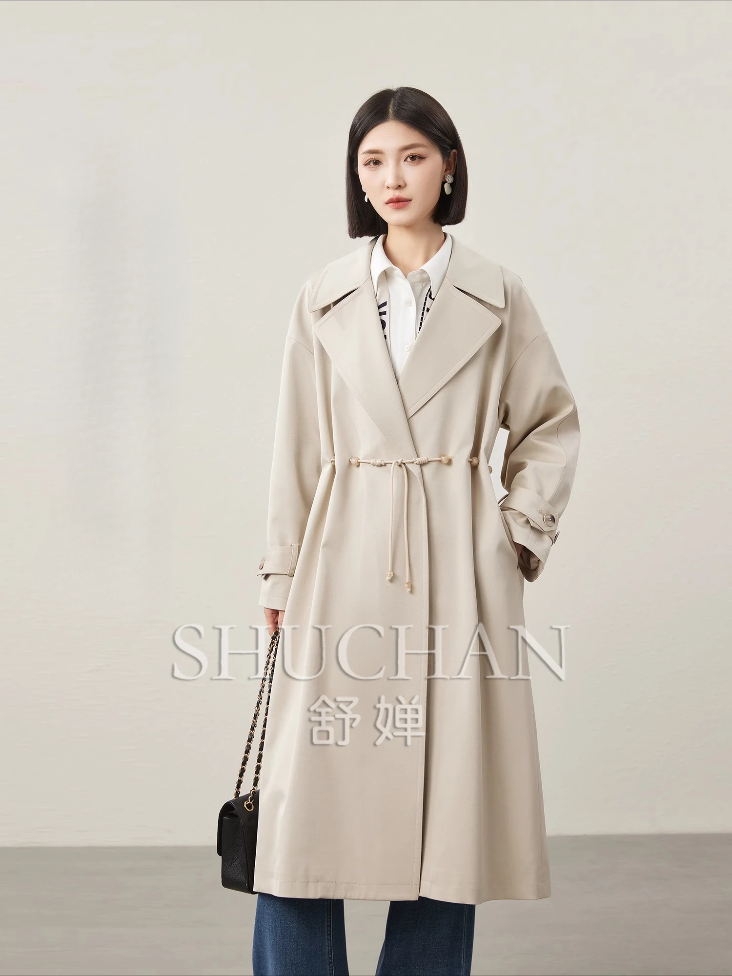 Good Quality, Fashion Sense, Drawstring, Long Trench Coat Women Abrigos Mujer Invierno  Coats and Jackets Women