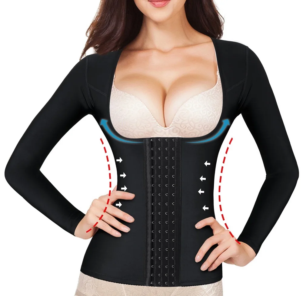 Women Corset Tummy Control Long Sleeves Shapewear Upper Arm Shaper Post Surgical Slimmer Compression Tops Fajas Colombianas