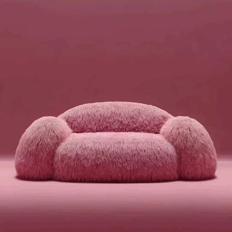 Long hair sofa clothing store studio beauty salon commercial sofa bedroom with Internet celebrity girl powder three small sofa
