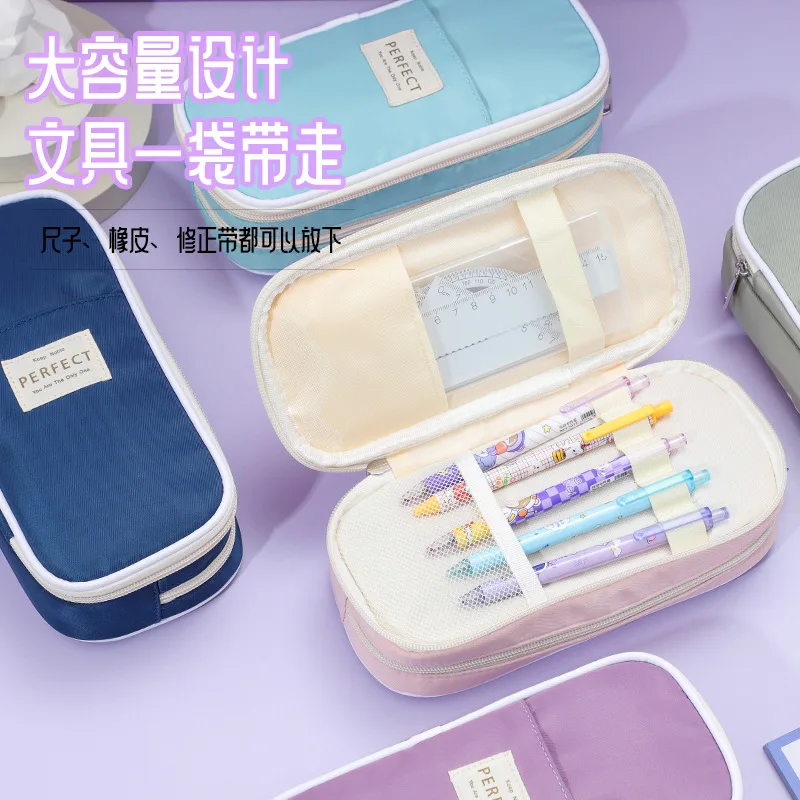 

Large Capacity Multiple Color Pen Box Kawaii Pencil Cases Cute Pen Holder Pouch for Students Back to School Stationery Supplies