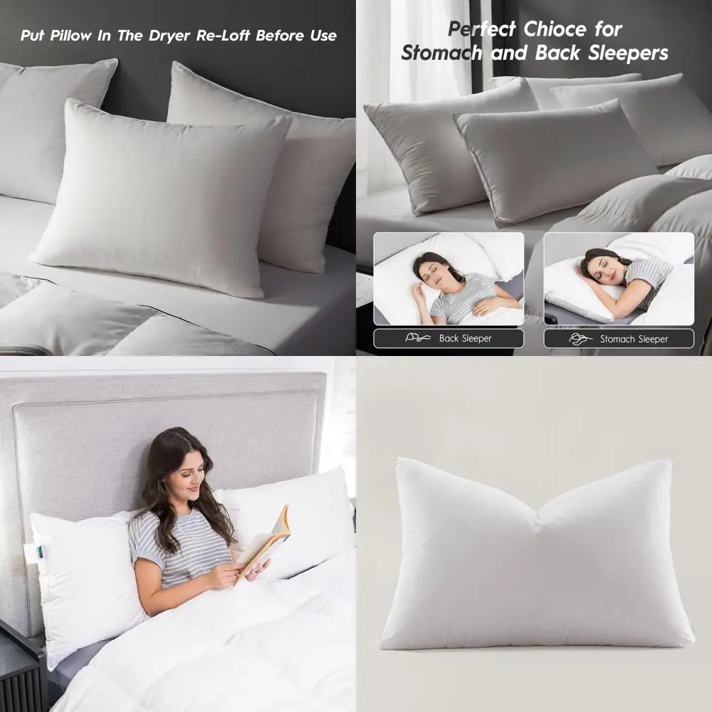 

Luxury Down-Filled Pillow with 100% Cotton 500 Thread Count Shell, 700 Fill Power, Standard Size 20 x 26