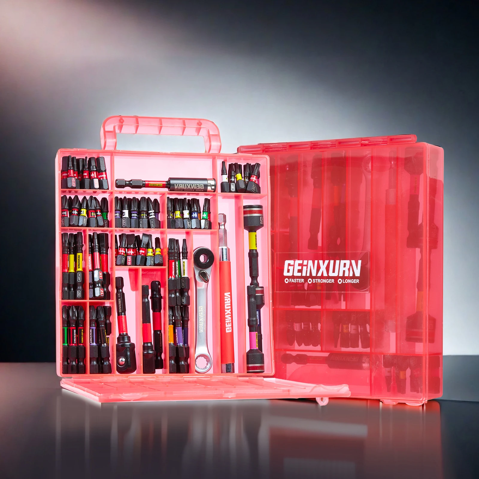 Jeu de 99 embouts de tournevis à chocs Geinxurn 1/2 pouce, en acier S2, embouts de tournevis mixtes, porte-embouts et tournevis à écrous avec étui de rangement rouge