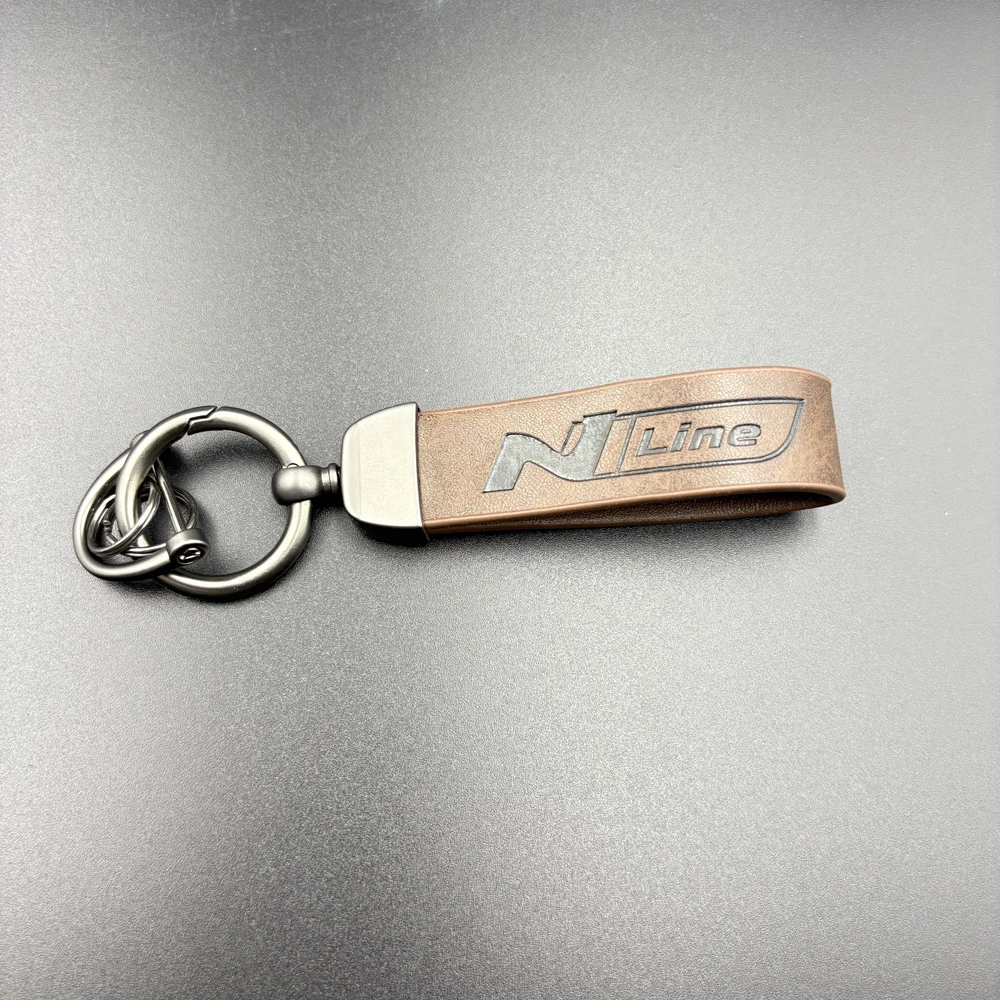 الفاخرة جلد طبيعي المفاتيح سيارة حلقة رئيسية مع شعار لشركة هيونداي إلنترا كونا i10 i20 i30 توكسون سوناتا N خط اكسسوارات السيارات #2