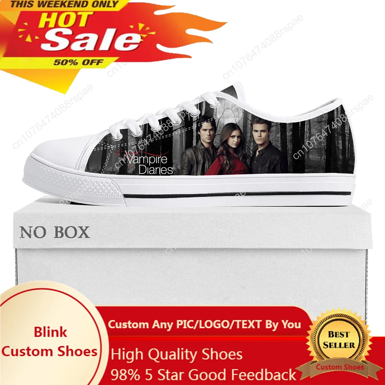 

The Vampire Diaries Damon Salvatore Low Top Sneakers High Quality Mens Womens Teenager Canvas Sneaker Couple Shoes Custom Shoe