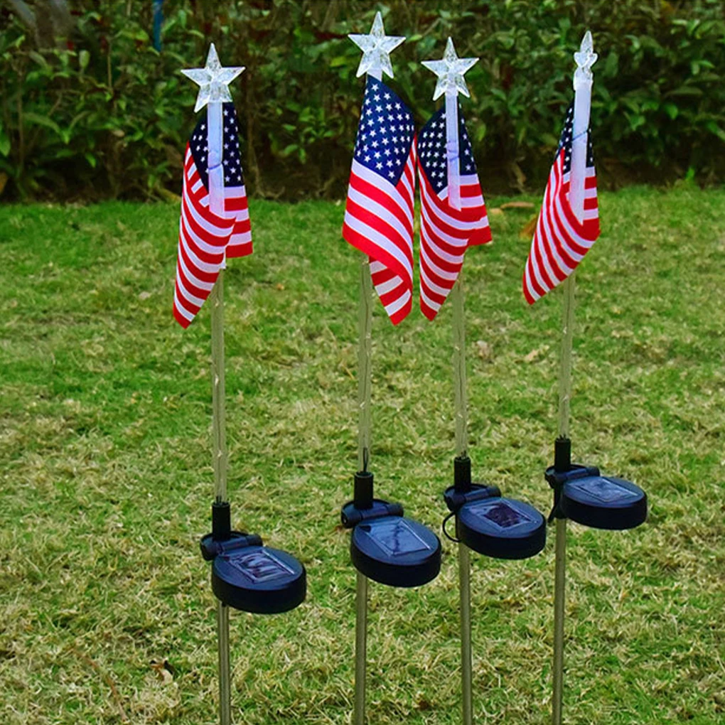 Waterproof Path Lights With American Flag Lights Outdoor For 4th Of July Decorations Durable Unique