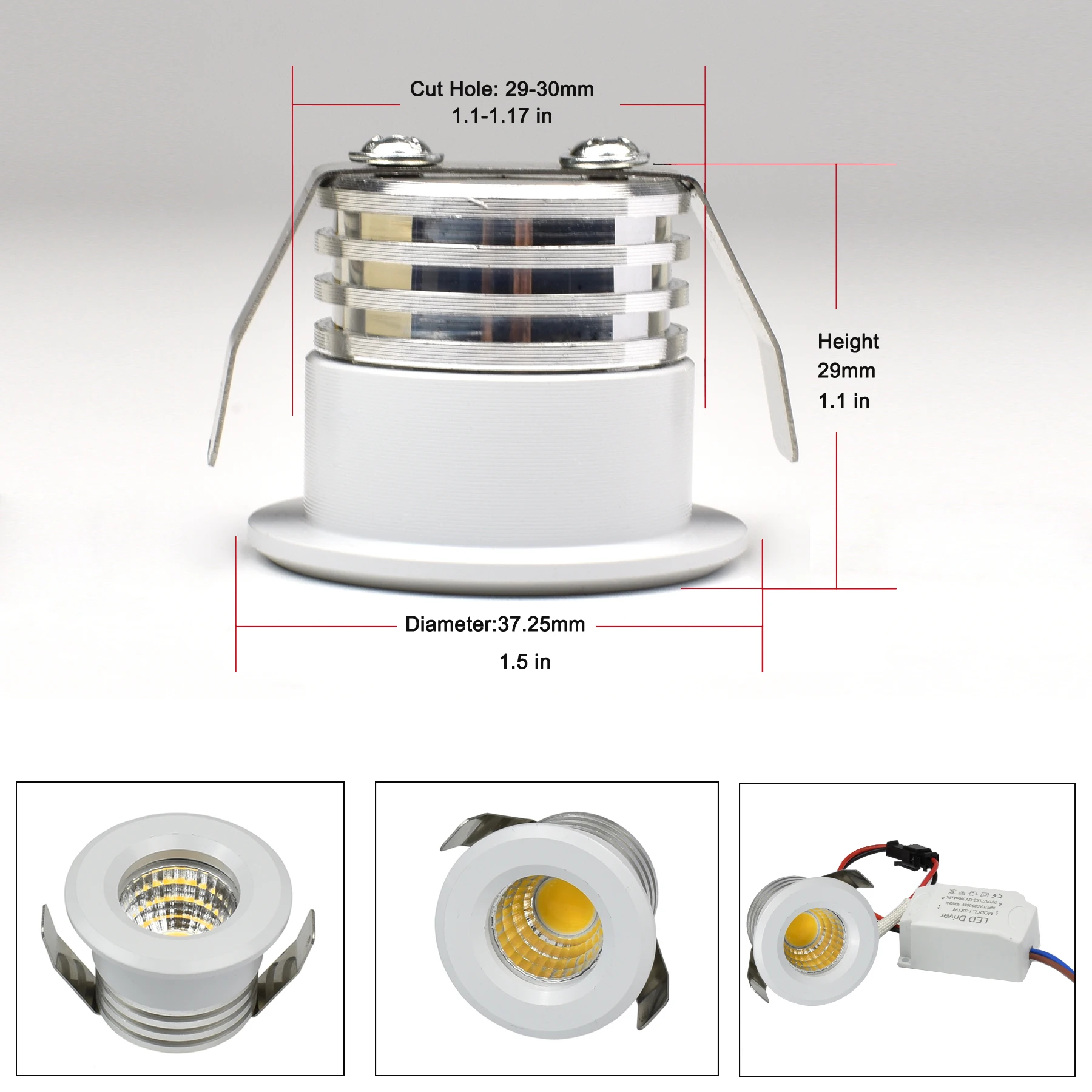 Mini LED Spot Downlights COB 3W Dimmable Light 110V 220V Cut Hole 30mm for Ceiling Cabinet Chowcase Loft Decorations