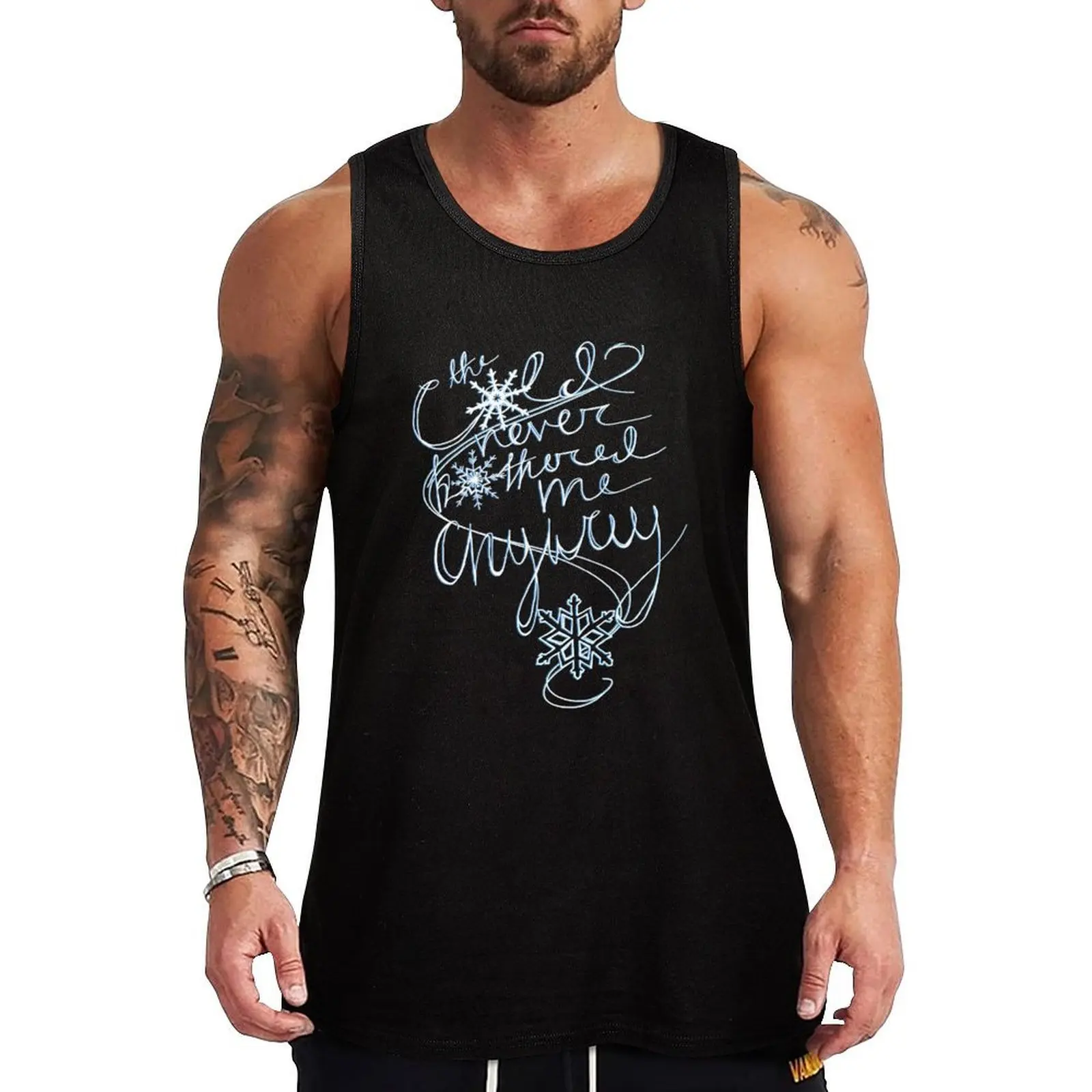 

The Cold Never Bothered Me Anyway (Blue) Tank Top Solid Color Tank Top Regular Fit Comfort Undershirt