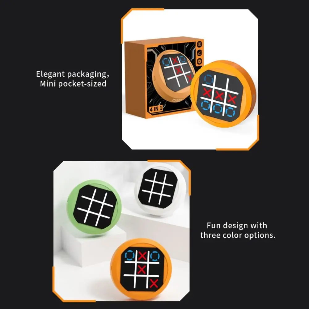 

Креативная 4-в-1 игра Tic Tac Toe, мини-ручная игровая консоль-головоломка, круглая головоломка, игрушки для тренировки мозга
