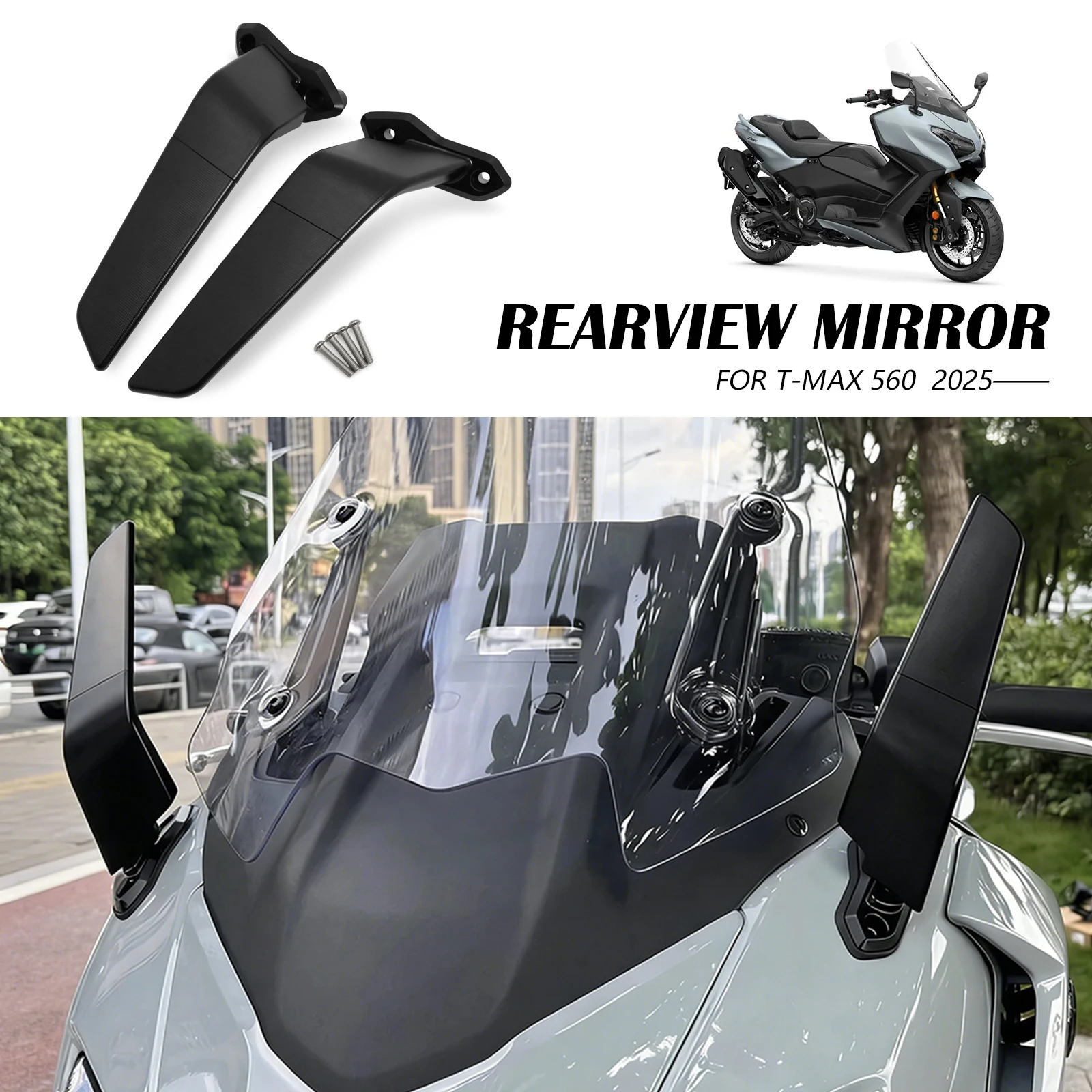 

For Yamaha TMAX 560 T-MAX 560 2025 Motorcycle Accessories Sports Winglets Mirrors Adjustable Wing Rearview Mirrors