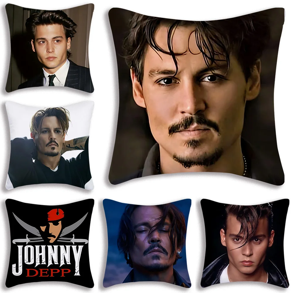 Pillow Covers Cartoon J-Johnny DeppS Sofa Decorative Home Double-sided Printing Short Plush Cute Cushion Cover