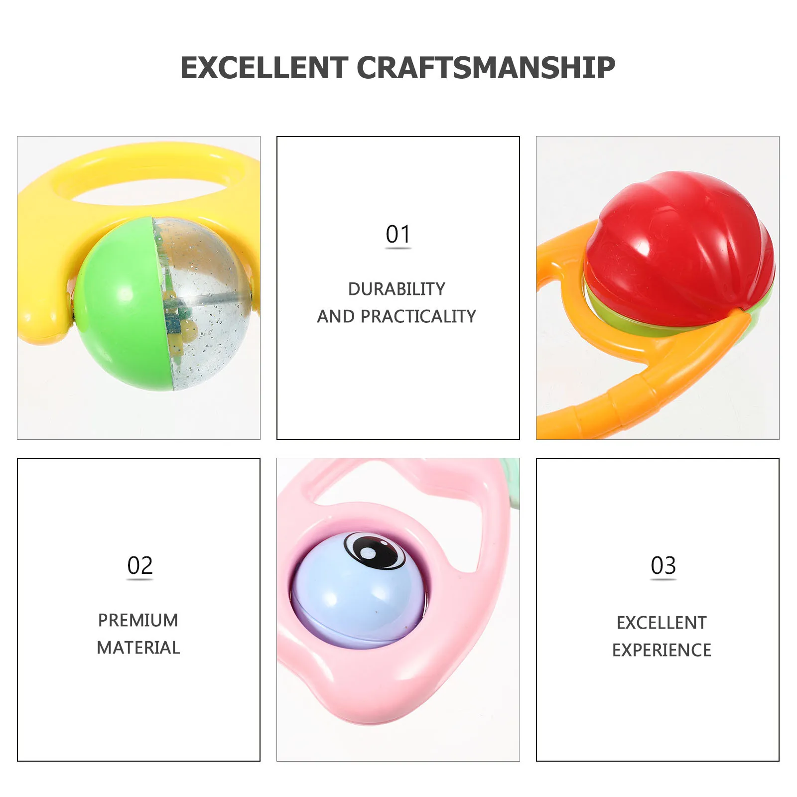 4개입 초기 교육용 딸랑이 아기 핸드벨 흔들리는 소리 장난감 유아용 플라스틱 딸랑이 작은 손잡이 치발기 아기용