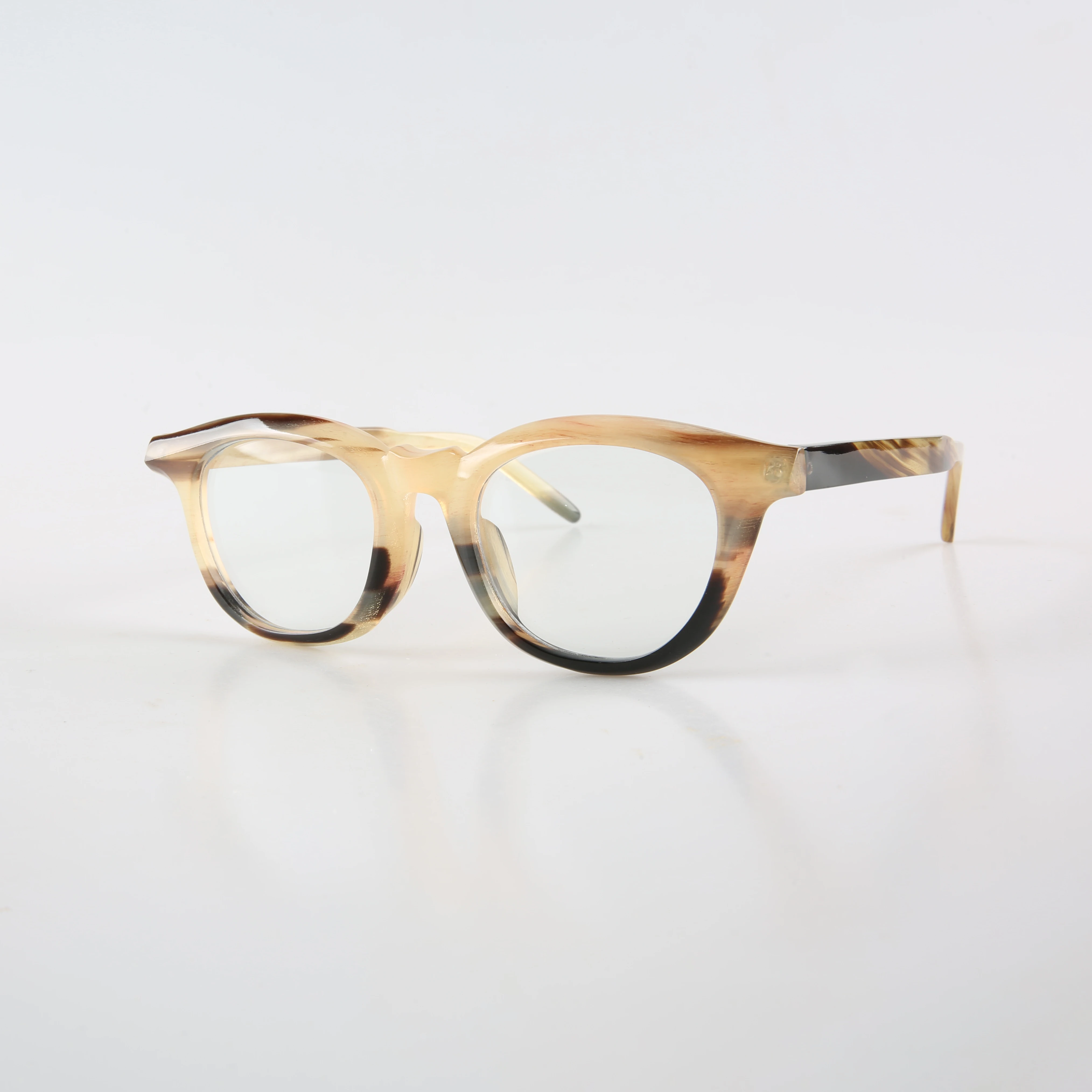 Eyeglasses Unique Retro Cat Eye Handmade 100% Natural Horn Reading Eyeglass Frames For Men Women Classic Clear Striped Eyewear