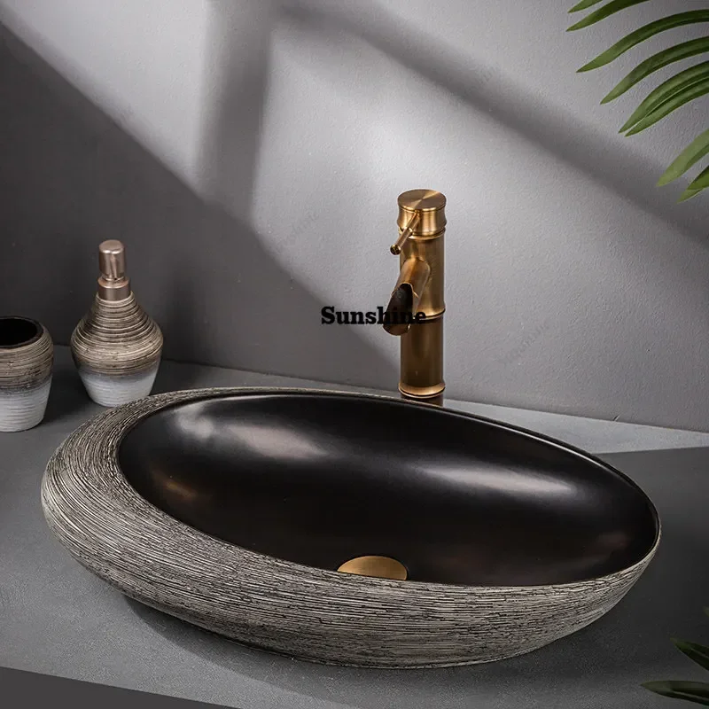 Retro ceramic wash basin household bathroom wash basin outdoor wash basinTJ