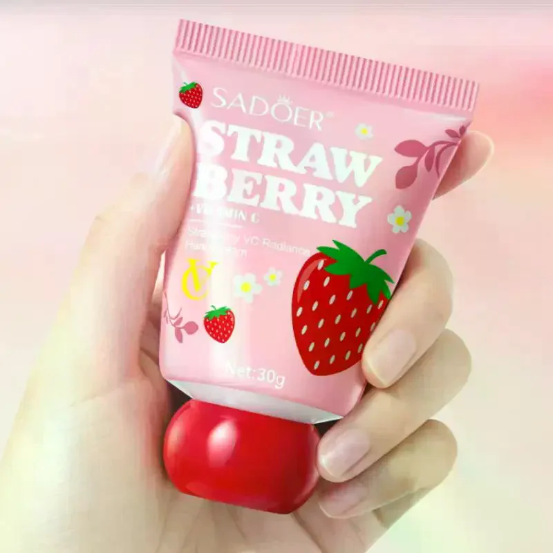 

SADOER 30g Moisturizing Hand Cream Strawberry Flavor, VC Brightening Hand Cream Autumn And Winter Moisturizing Skincare