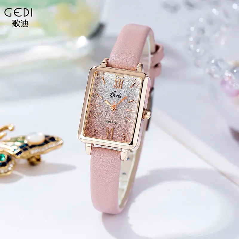 

Pink Women'S Watch,Simple Summer StyleRectangular Watch For High School Students, Elegant And Luxurious, A Great Gift For Women.
