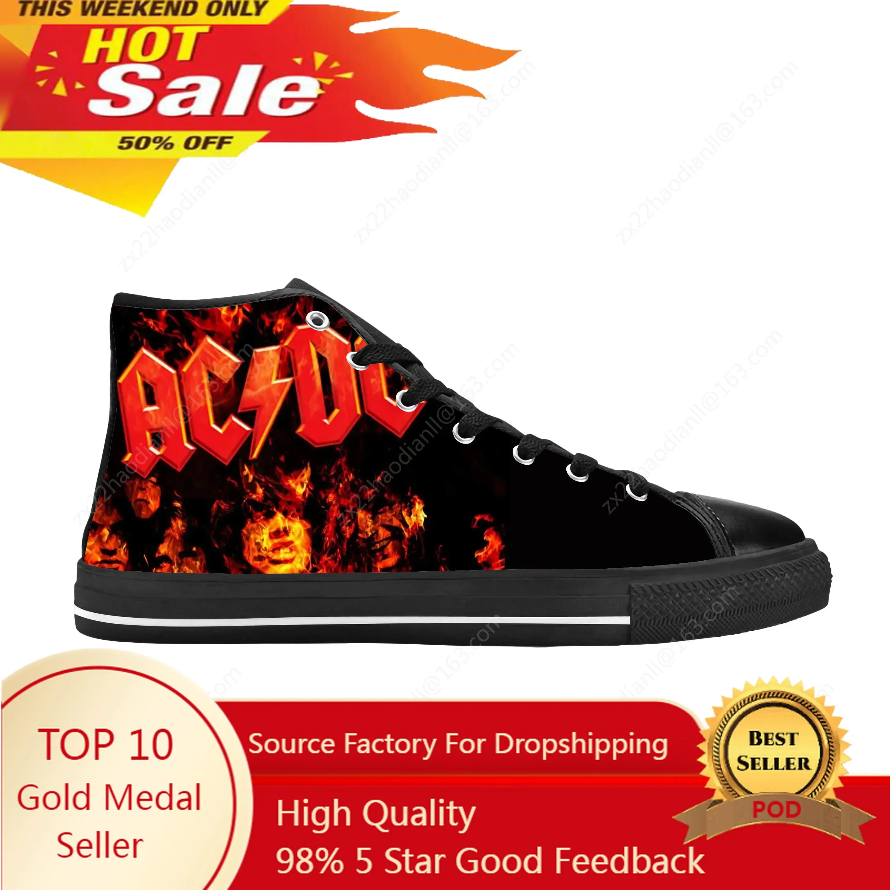 Hot Dcs Hard Blues Heavy Metal Rock Band Ac Acdcs Casual Cloth Shoes High Top Comfortable Breathable 3D Print Men Women Sneakers