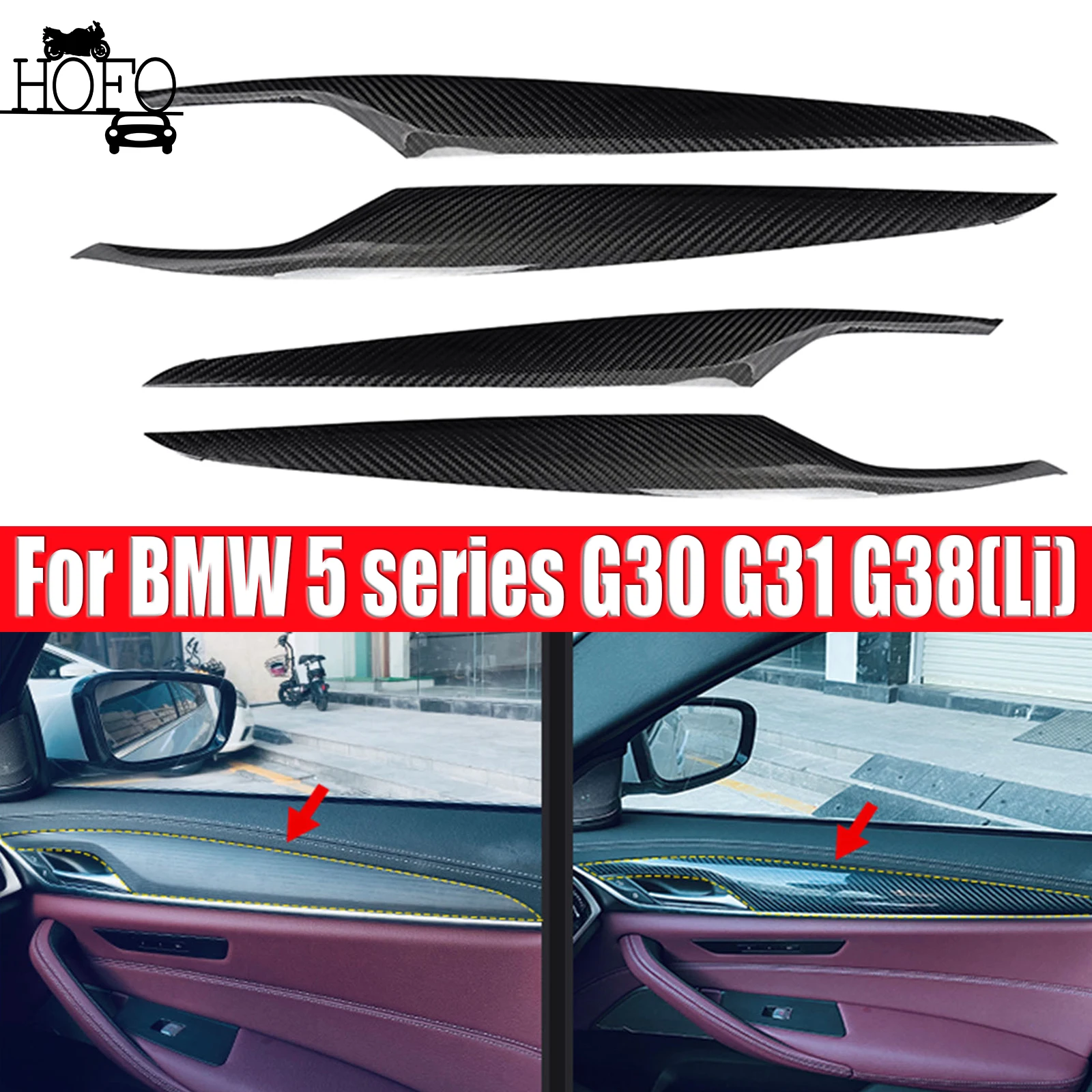 

Real Carbon Fiber Car Interior Door Handle Panel Cover Trim Accessories For BMW 6 Series G32 GT 2018 -2021