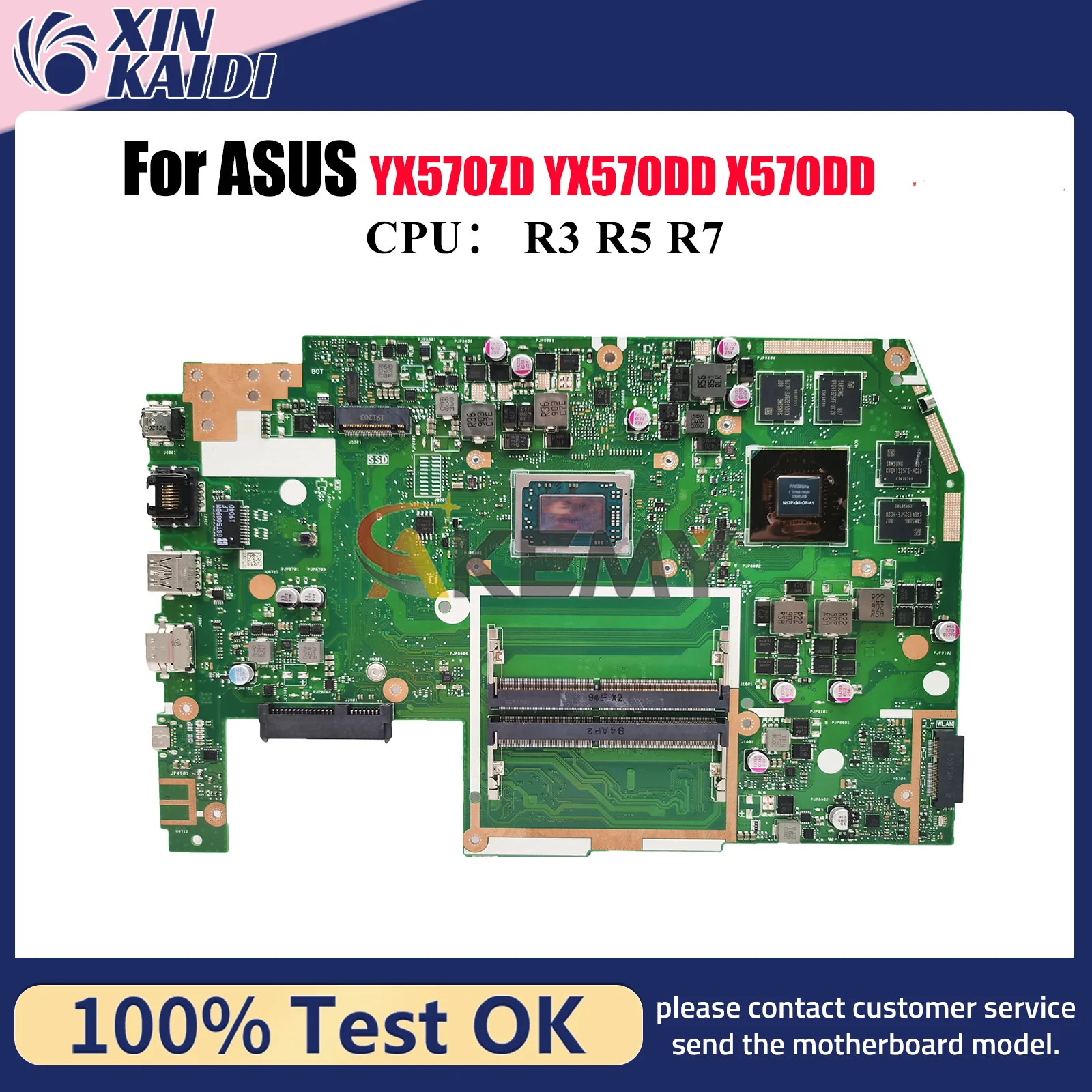 

X570DD Laptop Motherboard For ASUS VivoBook YX570DD X570D YX570ZD X570DD Notebook Mainboard With R3 R5 R7 CPU 100% tests OK stk