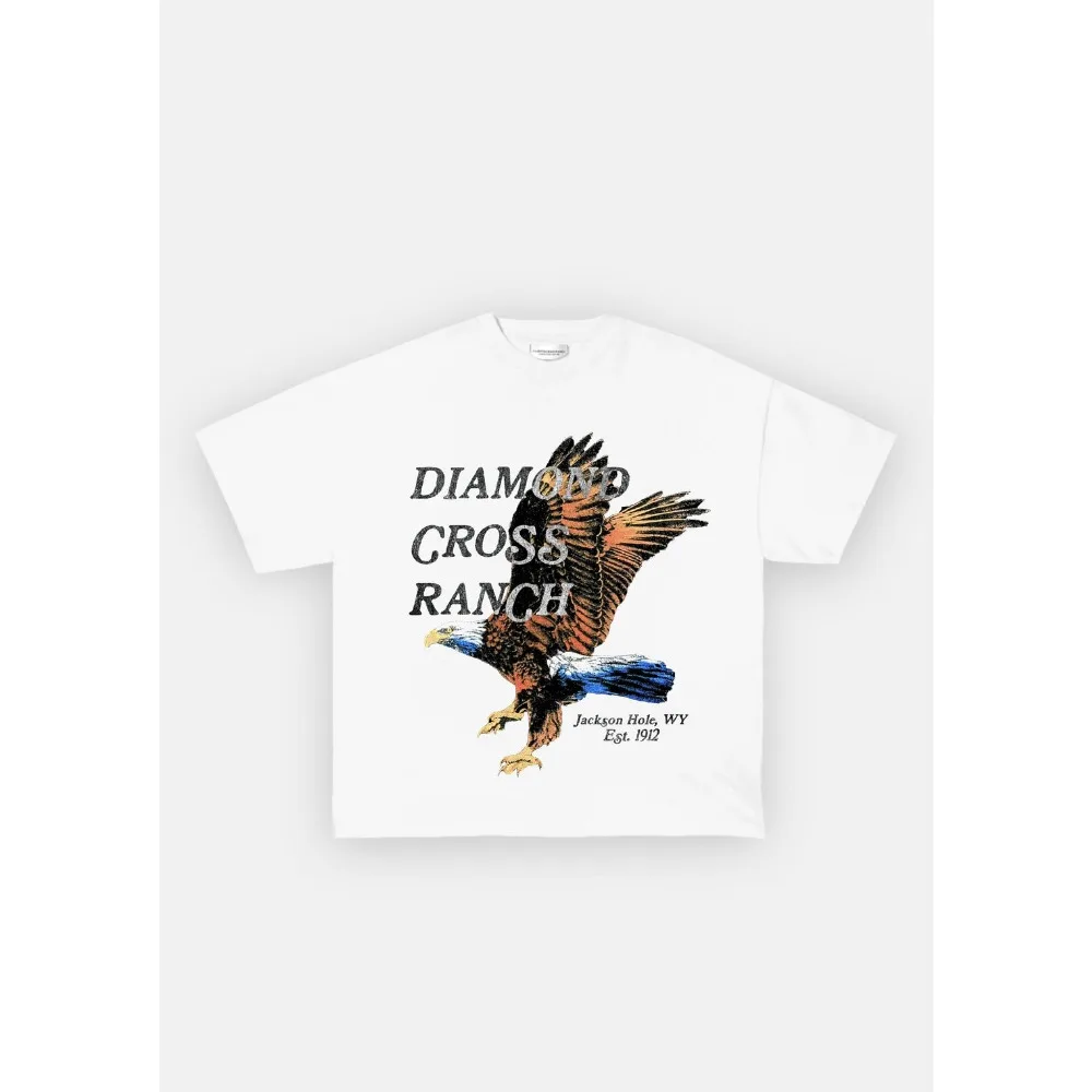 

2025 Top New Diamond Cross Ranch Cotton T-shirt Unisex Summer Short Sleeve Fashion Top Casual Vintage Fashion Brand Clothing