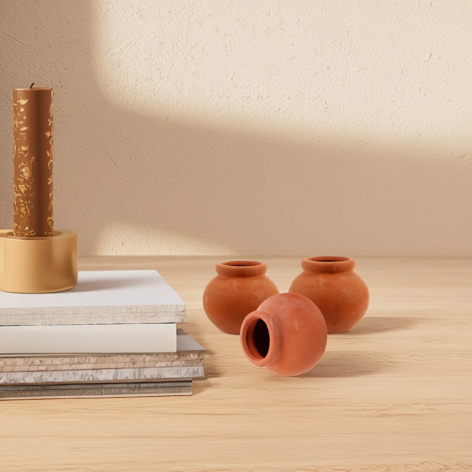 4Pcs Miniature Terracotta Flower Pots Dollhouse Garden Accessories Mini Ceramic Planters DIY Miniature Crafting Display Tiny