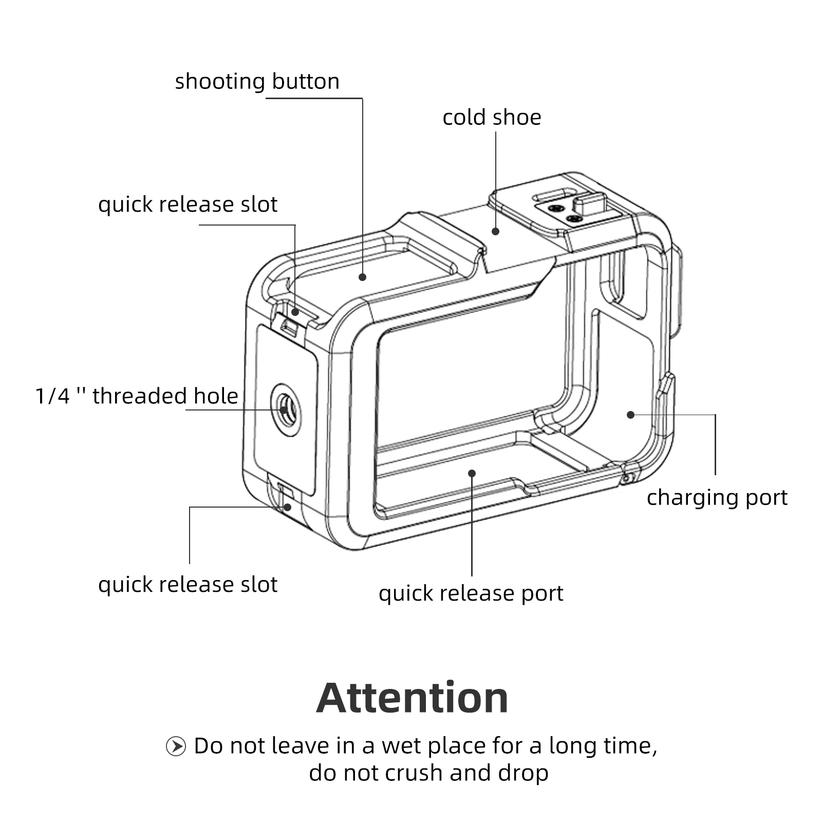 TELESIN Aluminium Alloy Frame Case For DJI ACTION 4 3 Metal Cage Quick Release Mount with Cold Shoe Full Protective Frame Case