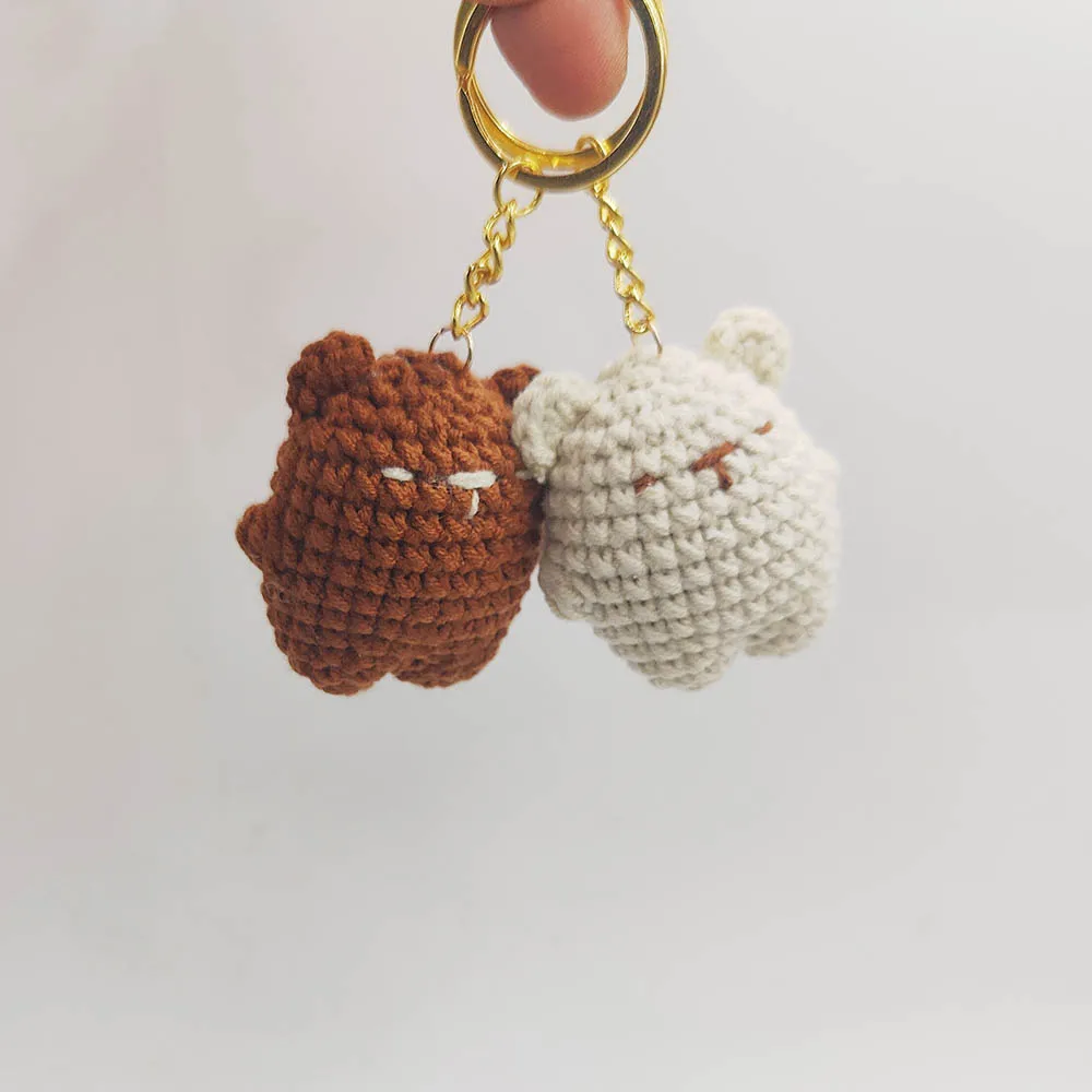 Handmade Doll Bear Pendant Novelty Crochet Unique Bear Keychain Decorative Doll Keyring For Gifts For Girls