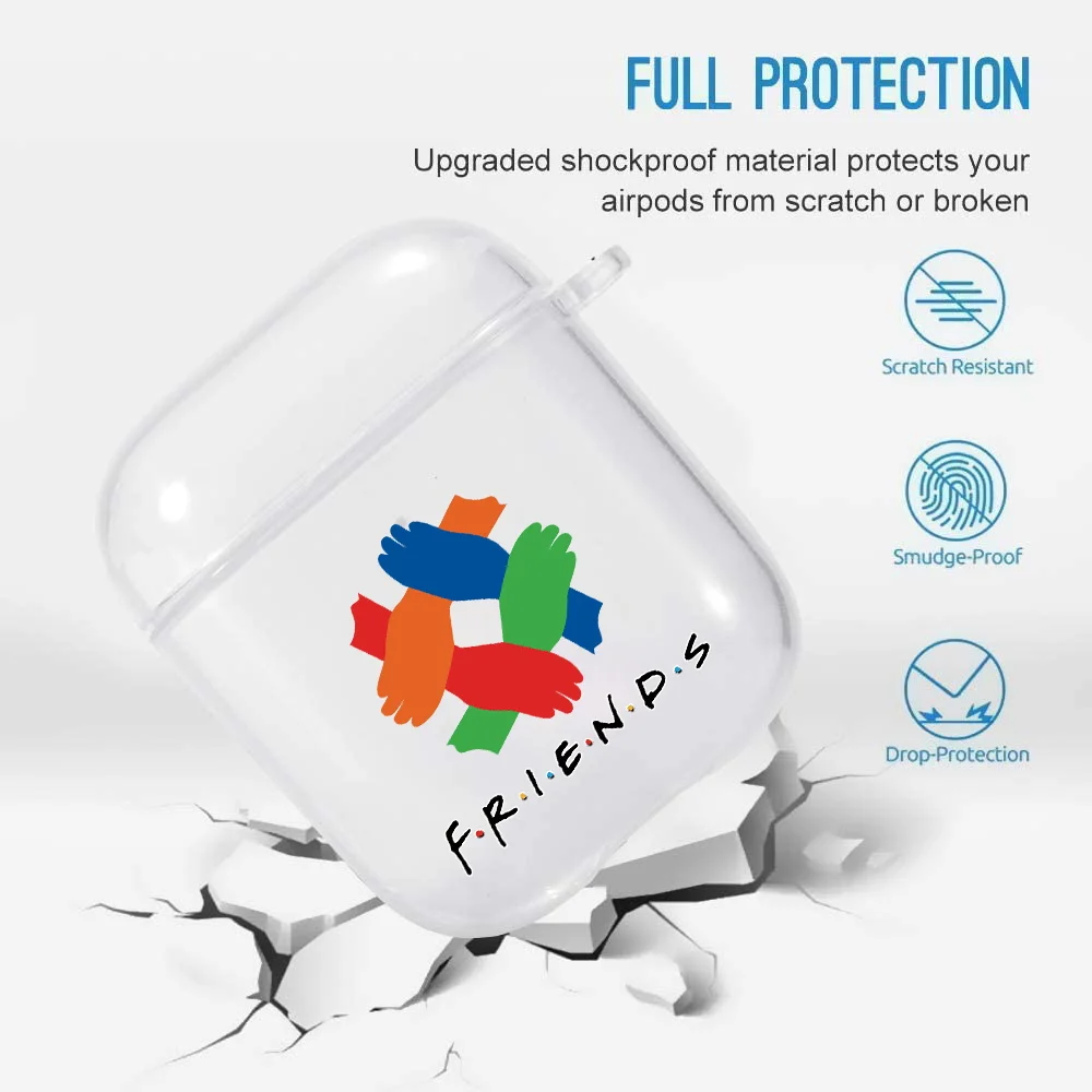 حافظات من السيليكون لهاتف Apple Earphone Case AirPods الجيل الأول / الثاني المضاد للسقوط بنمط الأصدقاء غطاء سماعة رأس بلوتوث لاسلكي