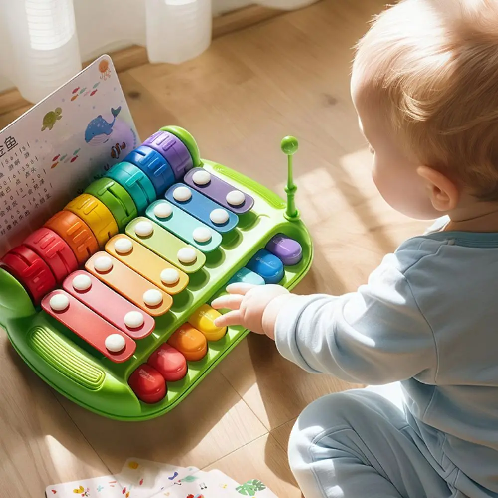 Plásticos 8 notas golpe Piano juguetes mano golpe instrumento de percusión bebé música palo palo juguete 2 en 1 educación temprana