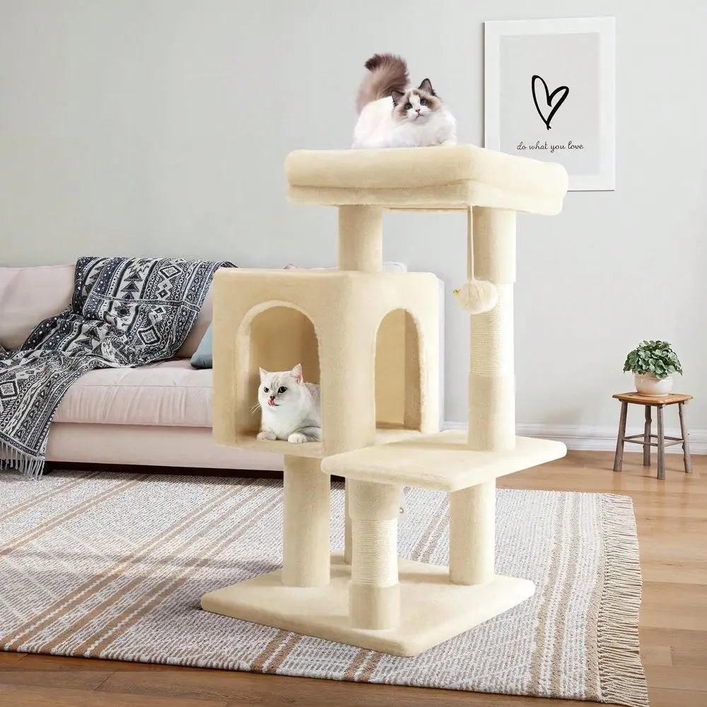 

29 Inches Cat Tree Tower Plush Perches Platform Condo House Sisal ching Posts MultiLevel Activity Center Furniture For Kit