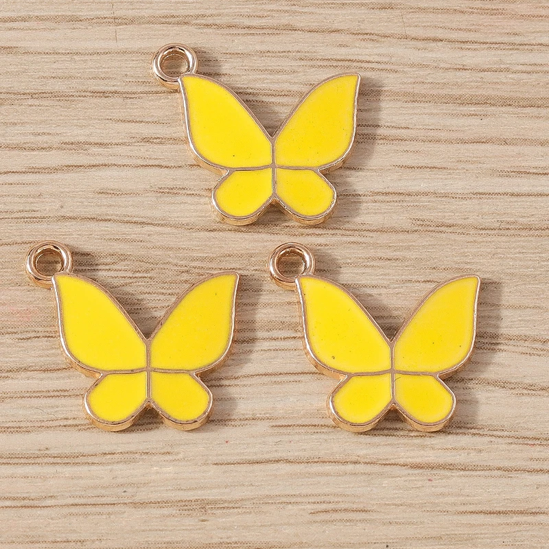 10 Stück 16x15mm Niedliche Bunte Emaille-Tieranhänger Fliegende Schmetterlinge für Schmuckherstellung Ohrringe Halskette DIY Basteln Geschenke – Detail 5