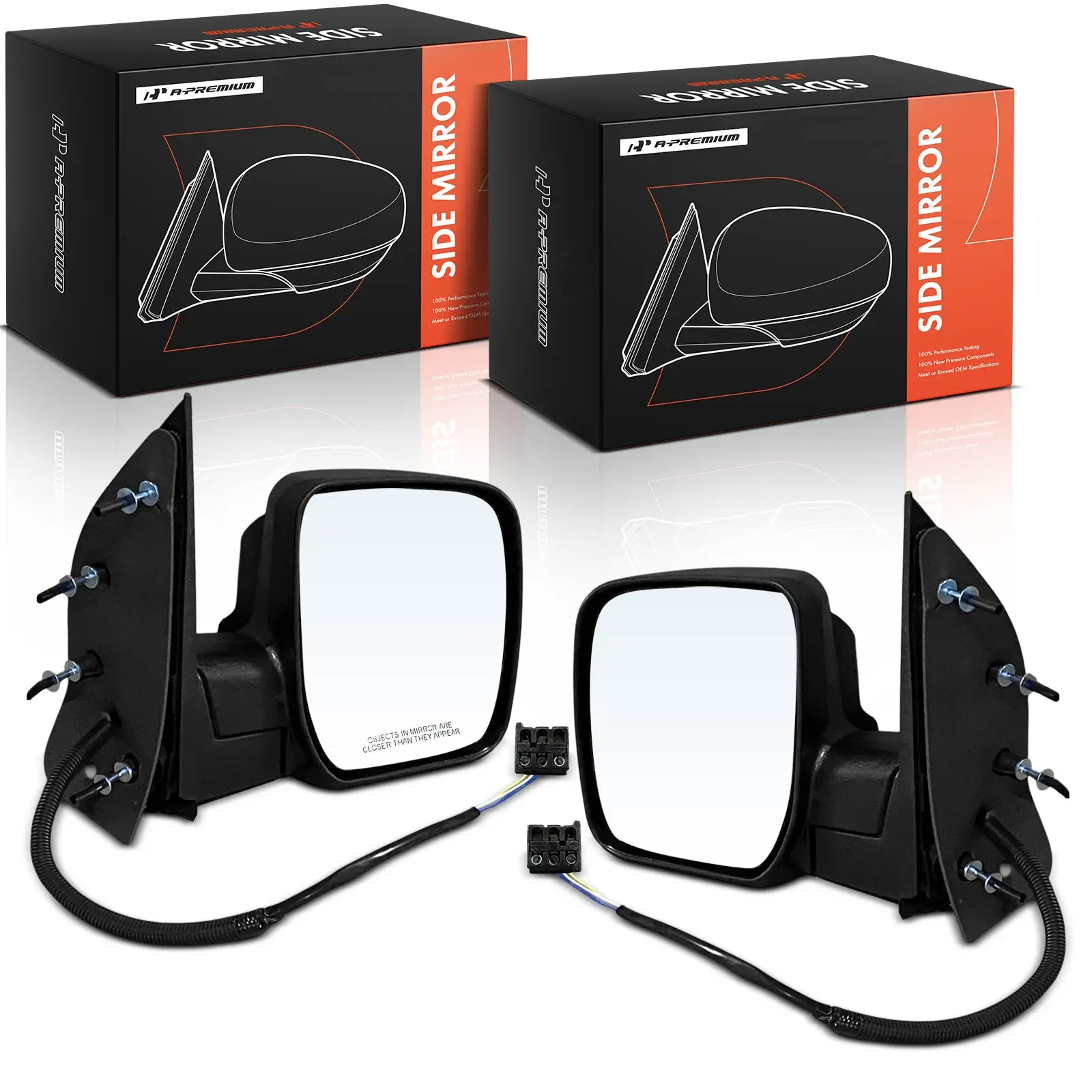 A-Premium Pair Power Door Mirror for Ford E-150 E-250 E-350 Super Duty E-450 Super Duty 2009 Power Folding Textured Black