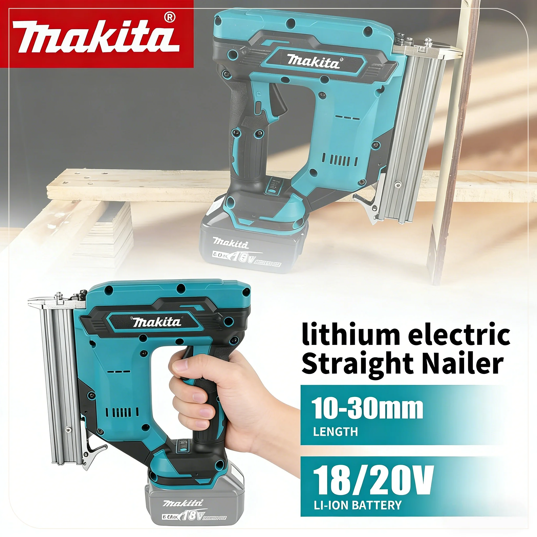 

Аккумуляторный гвоздезабиватель Makita 18В, литий-ионный, на 100 гвоздей, с аккумулятором 6.0Ач, идеально подходит для укладки напольных покрытий, монтажа полок и деревянных проектов своими руками