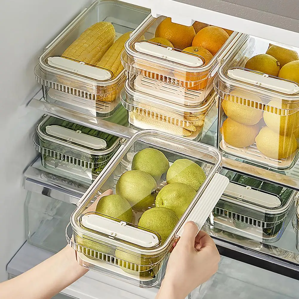 Pet Material Storage Bin Capacity Refrigerator Storage Box with Extended Handle Design for Organizing Vegetables Eggs Fruits Bpa