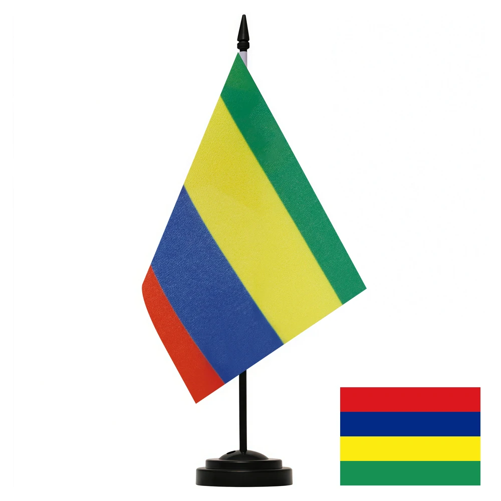 CYPOMELO office desk flag Mauritius  flag 14x21cm Mauritius desktop small decorative flag (with flagpole)