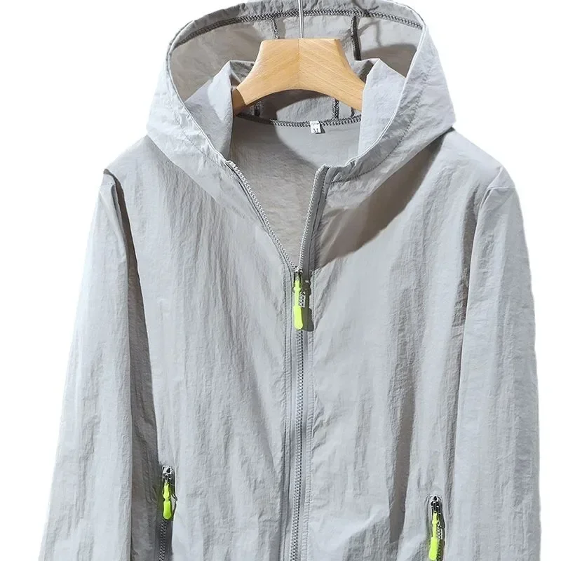 Men Women Teens Ultrathin Ultralight Ice Silk Quick Dry Sun-Protective Camping Hiking Jacket Skin Sports Coat Windbreaker
