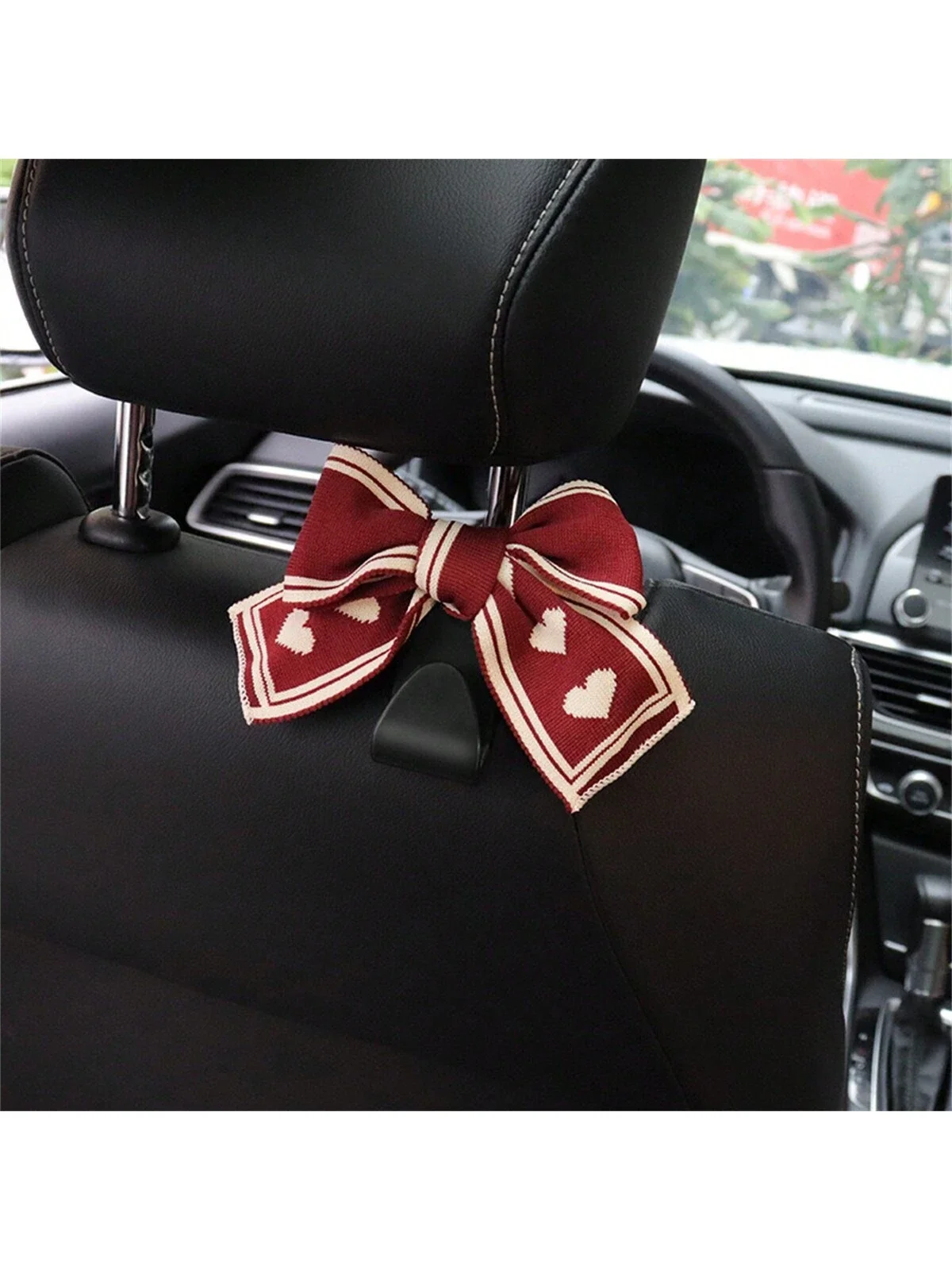 1pc Car Headrest Hook New Style Multi-Functional Backseat Organizer With Bowknot Design, Popular Creative Interior Decoration Fo