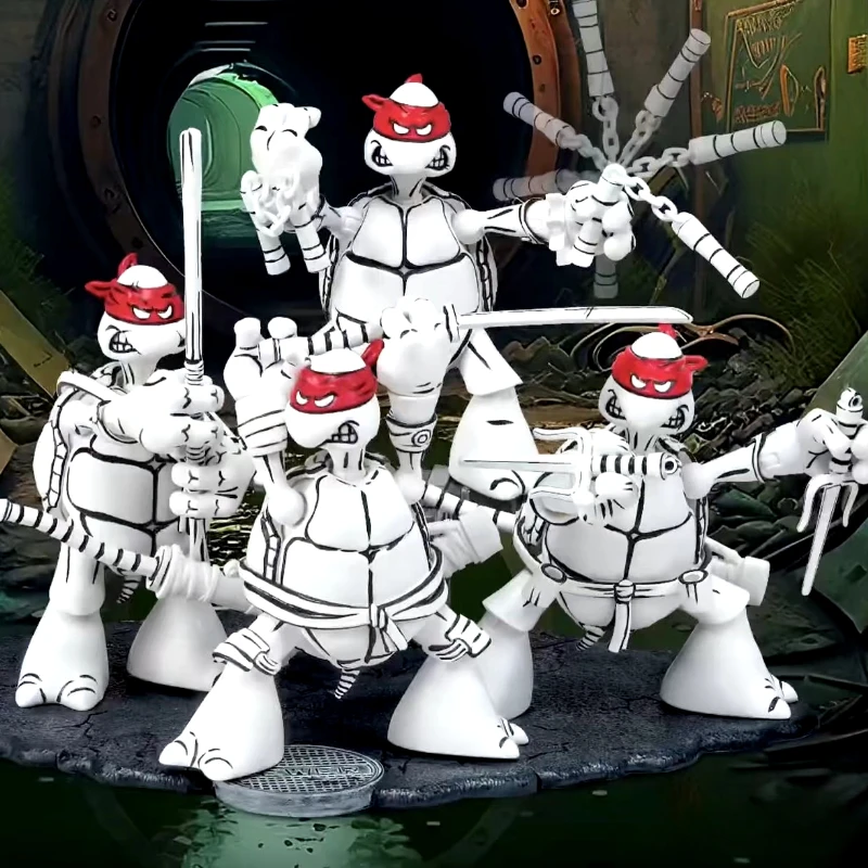 Teenage Mutant Ninja Turtles Black White Tracing Line Version of The Can Be Hand-do Collection Model Toys Limited Edition Figure