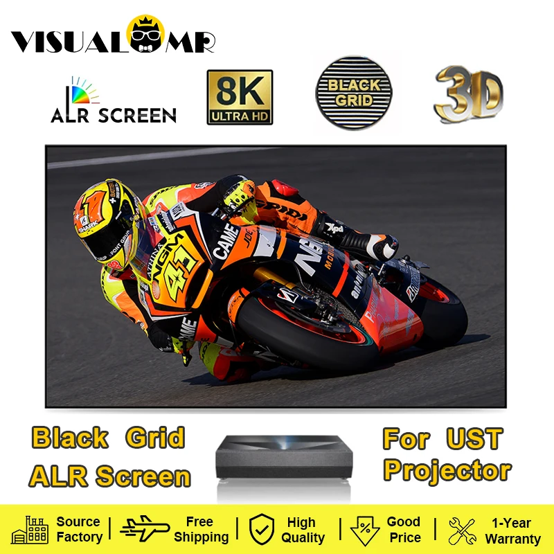 

VisualMr ALR UST Projection Screen Black Grid T-Prism Ambient Light Rejecting 150inch for Short Throw 4K 8K Laser Projectors TV