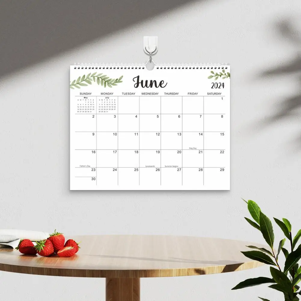 English Calendar 2024 Minimalist Yo Coil Wall Calendar Spacious Monthly Layout Easy-to-read Numbers Letters Calendar