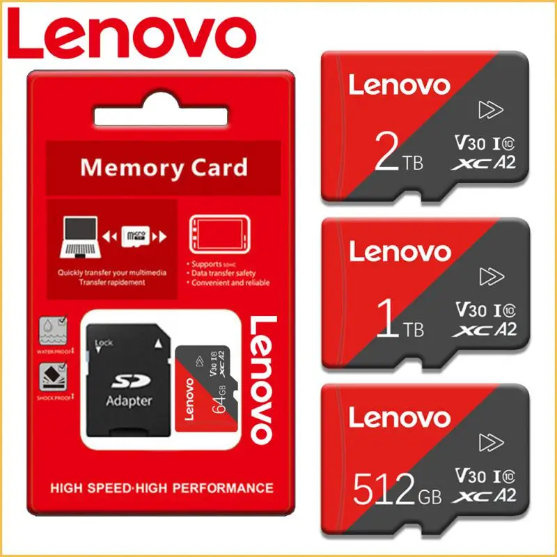 Original Lenovo 2TB Micro TF SD Card Memory Card TF/SD 128GB 256GB 512GB Mini Memory Card Class10 For Camera/Phone 2024 NEW