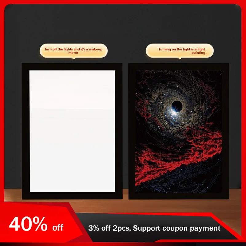 

22cm/8.66in Universe 3D Light Painting Cartoon Night Creativity Collectible Mirror Table Lamp Bedroom Decoration Luminous Gifts